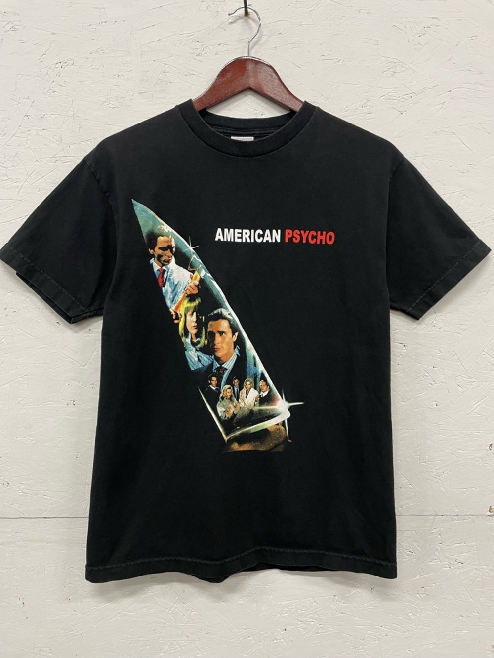 Vintage American Psycho Knife Collage Tee Alstyle Double Tags, Size M, EUC